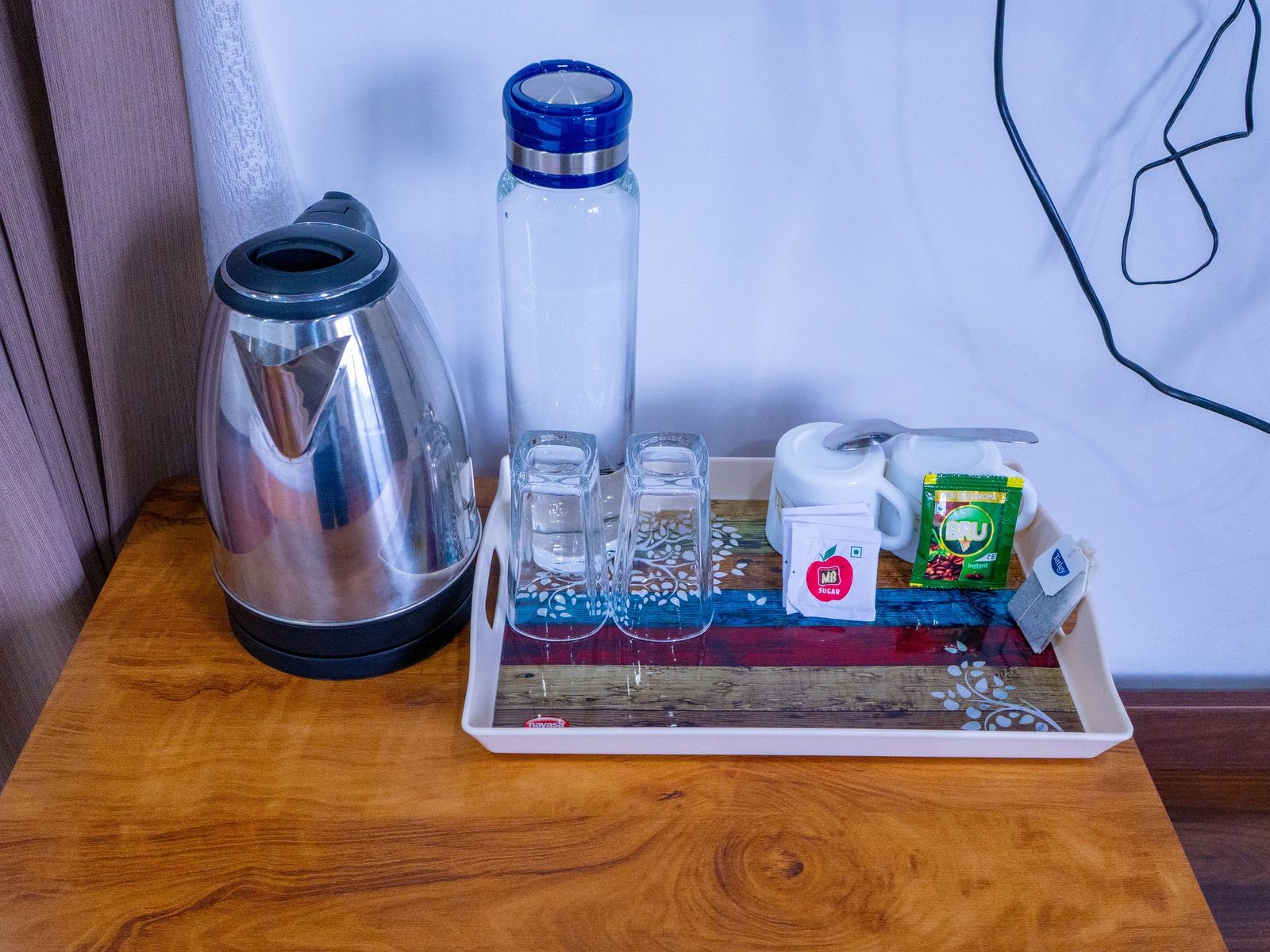 Tea/coffee kettle tray in the Premium Room at Zen Garden Vagamon
